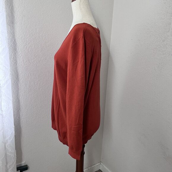 Stitch Fix Love Ellie Sweater Women XL Cross Back Orange V-Neck Long Sleeve - Picture 2 of 7